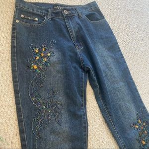 eleven jeans beaded and stitched floral embellishments size 28